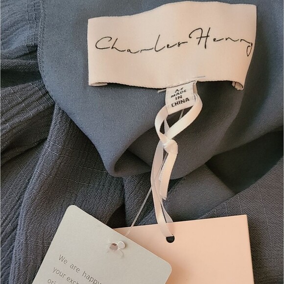 NWT Charles Henry Size Medium Gray Bohemian Ruffled Flowy Maxi Dress Neutral - Picture 8 of 12